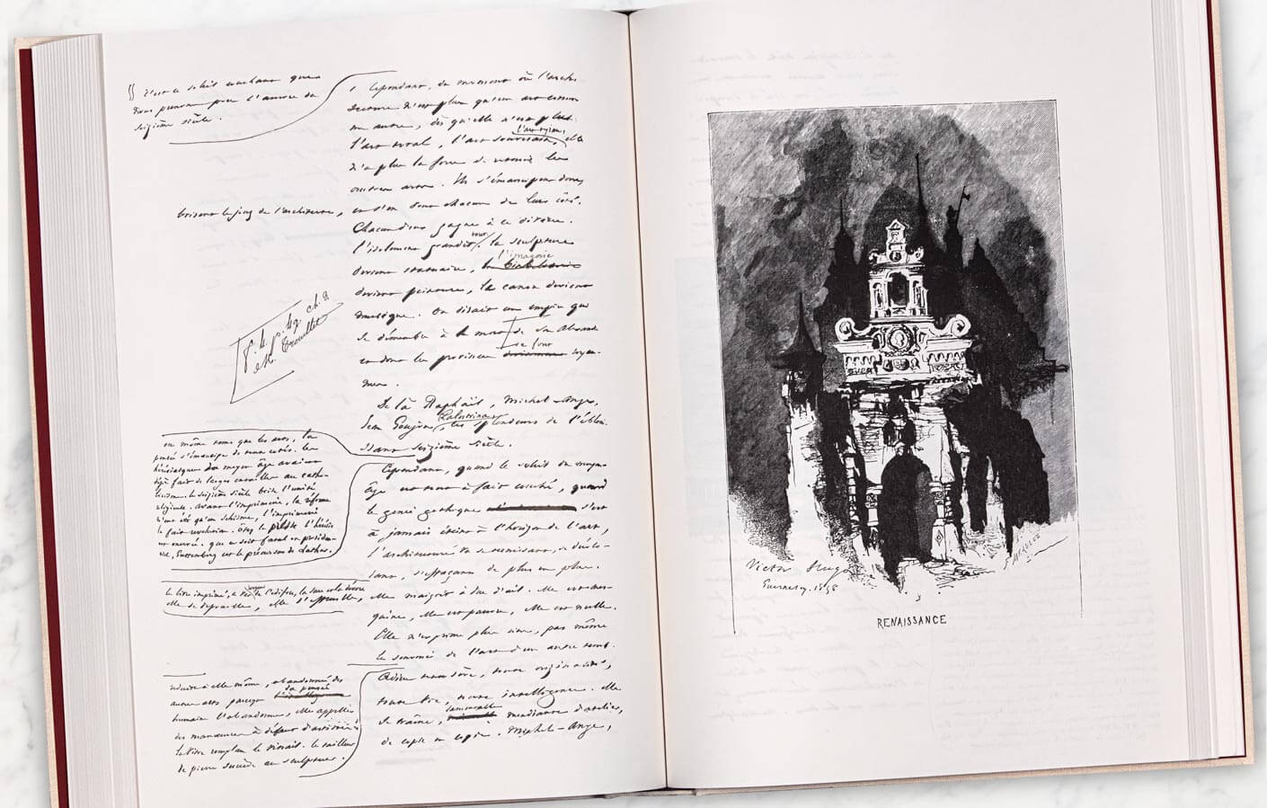 página manuscrita de Notre-Dame de Paris. Capítulo Renaissance